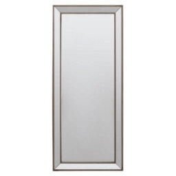Orsina Champagne Rectangle Wall Mirror, Wooden Frame Mirror With Sleek Finish, Small Mirror For Dressing Area - thumbnail 1