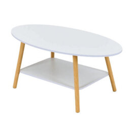 2 Tiers White Oval Coffee Table Living Room Side Table Home Furniture - thumbnail 5