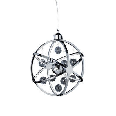 Anson Lighting Nyos 1Lt Integrated Led Chrome Plate With Clear & Chrome Glass Ceiling Pendant