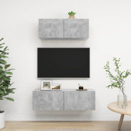 Berkfield 2 Piece Tv Cabinet Set Concrete Grey Engineered Wood - thumbnail 1