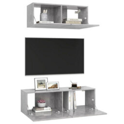 Berkfield 2 Piece Tv Cabinet Set Concrete Grey Engineered Wood - thumbnail 3
