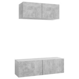 Berkfield 2 Piece Tv Cabinet Set Concrete Grey Engineered Wood - thumbnail 2
