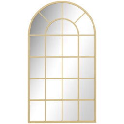 Homcom Modern Arch Window Wall Mirror For Living Room Bedroom, Gold Tone - thumbnail 2