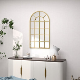 Homcom Modern Arch Window Wall Mirror For Living Room Bedroom, Gold Tone - thumbnail 8