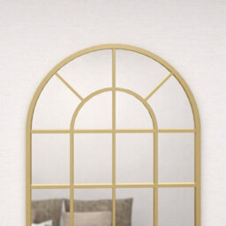 Homcom Modern Arch Window Wall Mirror For Living Room Bedroom, Gold Tone - thumbnail 9