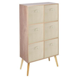 Urbn-Living Urbnliving 90Cm Height 6 Cube Oak Wooden Bookcase With Beech Legs Living Room Beige Shelf Storage Drawers