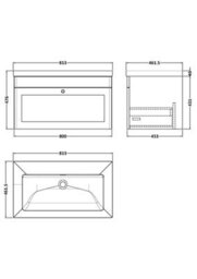 Balterley Swynnerton Traditional 1 Drawer Wall Hung Vanity Unit With Fireclay Basin, Satin Grey, 800mm - thumbnail 2