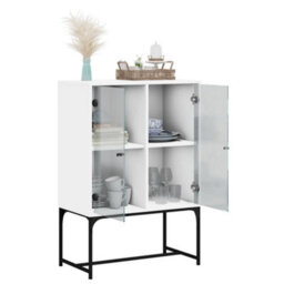 Berkfield Side Cabinet With Glass Doors White 69X37X100 Cm - thumbnail 5