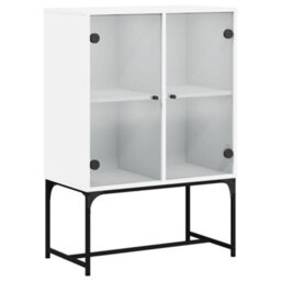 Berkfield Side Cabinet With Glass Doors White 69X37X100 Cm - thumbnail 2