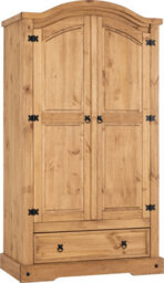 Seconique Corona 2 Door 1 Drawer Wardrobe In Distressed Waxed Pine - thumbnail 2
