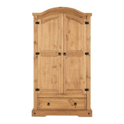 Seconique Corona 2 Door 1 Drawer Wardrobe In Distressed Waxed Pine - thumbnail 3