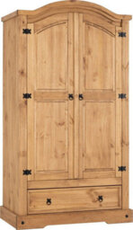 Seconique Corona 2 Door 1 Drawer Wardrobe In Distressed Waxed Pine - thumbnail 1