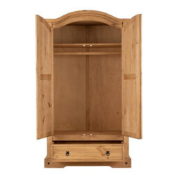 Seconique Corona 2 Door 1 Drawer Wardrobe In Distressed Waxed Pine - thumbnail 4