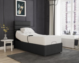 Milan Electric Adjustable Bed Set Fabric Pocket Sprung Mattress, Floor Standing Headboard - 3Ft - Black - thumbnail 2