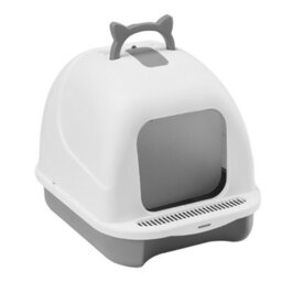 Darphe Grey Cute Enclosed Foldable Portable Cat Litter Box With Cat-Ear Handle And Scoop, 36Cm W X 47Cm D X 36.5Cm H - thumbnail 4