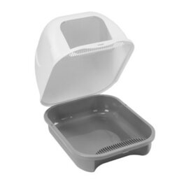 Darphe Grey Cute Enclosed Foldable Portable Cat Litter Box With Cat-Ear Handle And Scoop, 36Cm W X 47Cm D X 36.5Cm H - thumbnail 2
