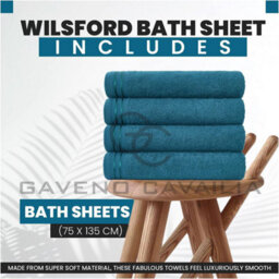 Gc Gaveno Cavailia 4 Pack Wilsford Supreme Bath Sheet Teal Highly Absorbent Egyptian Cotton Towel Set - thumbnail 2