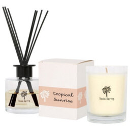 Nicola Spring Soy Wax Scented Candle & Reed Diffuser Set - Tropical Sunrise 160G Candle 28 Hour Burn & 200Ml Diffuser 60 Day Scent - thumbnail 1