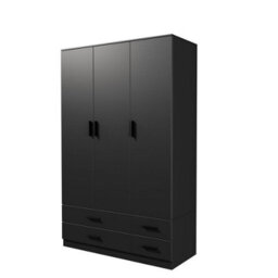 Urbn-Living Urbnliving 180Cm Height Black 3 Door 4 Drawer Wardrobe Storage Shelf Modern Bedroom Furniture - thumbnail 5