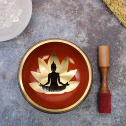 Serenityy Large Buddha Singing Bowl Set Black/orange 14 Cm With Accessories, 0.9 Kg - thumbnail 3