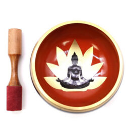 Serenityy Large Buddha Singing Bowl Set Black/orange 14 Cm With Accessories, 0.9 Kg - thumbnail 2