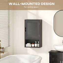 Homcom Bathroom Cabinet, Wall Mounted Cabinet With Adjustable Shelves, Black - thumbnail 7