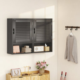 Homcom Bathroom Cabinet, Wall Mounted Cabinet With Adjustable Shelves, Black - thumbnail 9