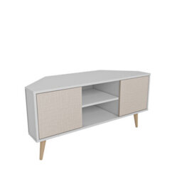 Decorotika Lesson Corner Tv Stand Tv Unit Tv Cabinet For Tvs Up To 55 Inch Cottonbeige And White - thumbnail 5