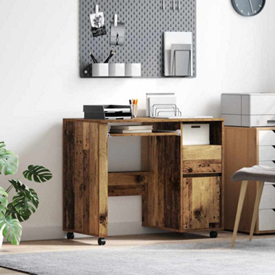 Berkfield Brown Computer Desk Old Wood Particle Board, Metal Standard - image 1