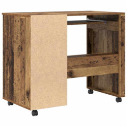 Berkfield Brown Computer Desk Old Wood Particle Board, Metal Standard - thumbnail 7