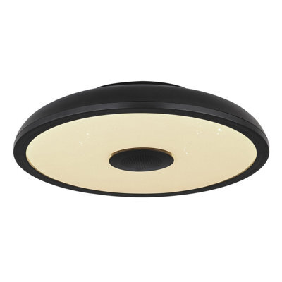 Luminosa Lighting Luminosa Raffy Decorative Flush Ceiling Light Black Ip44 1X Rgb Led Dimmable 3000-6500K Remote Control - image 1