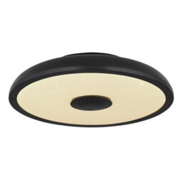 Luminosa Lighting Luminosa Raffy Decorative Flush Ceiling Light Black Ip44 1X Rgb Led Dimmable 3000-6500K Remote Control