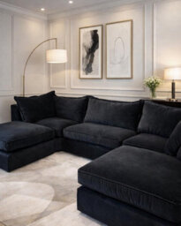 Home & Love Luxury Chloe U Shape Corner Sofa - Oxford Black