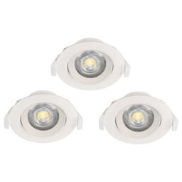 3 Pack Adjustable Ceiling Downlight With Built-In Led - White Plastic - 5W - thumbnail 1