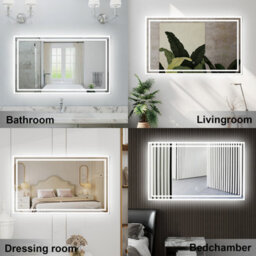 Probaty Bathrooms Illuminated Mirror 3 Colors Led With Anti-Fog,rectangular Backlit Touch Switch Vanity Wall Mirror 900X700mm - thumbnail 5