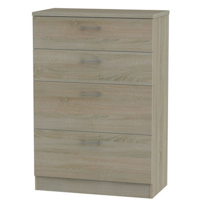 Tenby Ready Assembled Matt Dark Oak Effect 4 Drawer Deep Chest Of Drawers (H)1075mm (W)765mm (D)415mm - image 1