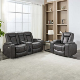 More4Homes Ashton 1+2 Seater Fabric Auto Recliner Sofa Set Grey - thumbnail 1
