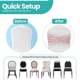 Neel Blue 10Pcs Crushed Velvet Polyester Chair Band, Glitz Shiny Fabric Sashes - Rose Pink - thumbnail 2