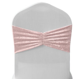 Neel Blue 10Pcs Crushed Velvet Polyester Chair Band, Glitz Shiny Fabric Sashes - Rose Pink - thumbnail 1