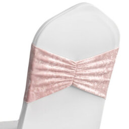 Neel Blue 10Pcs Crushed Velvet Polyester Chair Band, Glitz Shiny Fabric Sashes - Rose Pink - thumbnail 7