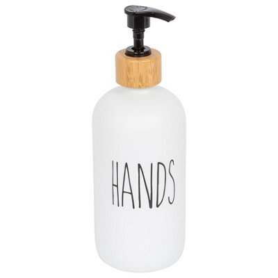 Harbour Housewares 500Ml Glass Hand Soap Dispenser - Refillable Bottle With Bamboo Pump Modern Bathroom And Kitchen Accessory - image 1