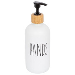 Harbour Housewares 500Ml Glass Hand Soap Dispenser - Refillable Bottle With Bamboo Pump Modern Bathroom And Kitchen Accessory
