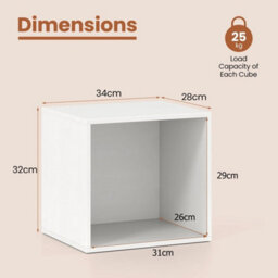 White 4 Pack Stackable Cube Storage Organiser Bookshelf - thumbnail 2