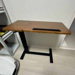 Overbed Laptop Table Folding Narrow Side Table With Hidden Wheel - thumbnail 4