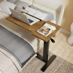 Overbed Laptop Table Folding Narrow Side Table With Hidden Wheel - thumbnail 6