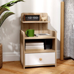 Homcom Bedside Table With Drawer For Bedroom, Living Room, Natural Wood Effect - thumbnail 6