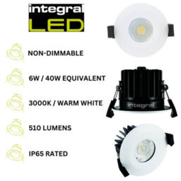 Integral Led 6W Low Profile Fire Rated Downlight With Integrated Bulb - 3000K / 510Lm - thumbnail 2