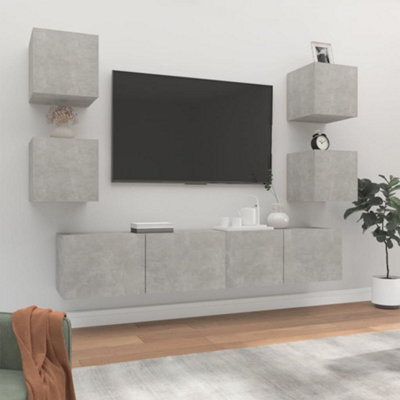 Berkfield 6 Piece Tv Cabinet Set Concrete Grey Engineered Wood - image 1