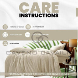 Gc Gaveno Cavailia Teddy Bear Fleece Single Cream Duvet Set With Matching Pillowcase Fluffy Warm & Cosy Super Soft Bedding Set - thumbnail 4
