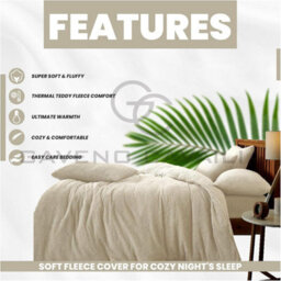 Gc Gaveno Cavailia Teddy Bear Fleece Single Cream Duvet Set With Matching Pillowcase Fluffy Warm & Cosy Super Soft Bedding Set - thumbnail 3